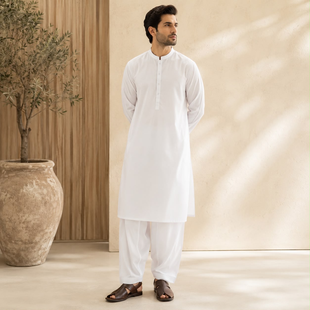 J. Signature Embroidered Off-White Formal Shalwar Kameez,