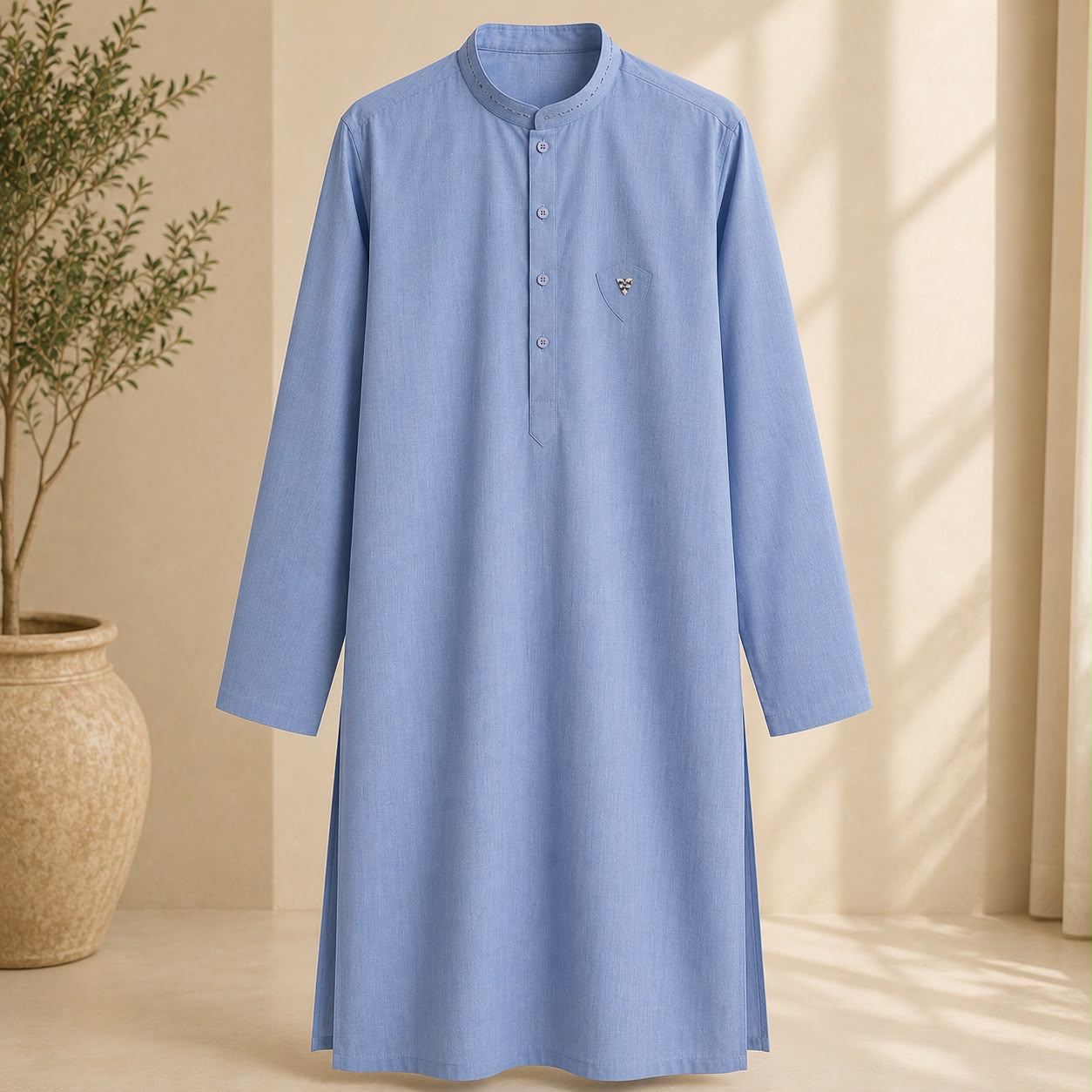 Steel Blue Cotton Shalwar Kameez