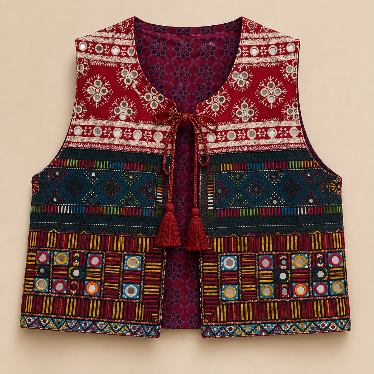 Multicolor embroidered women’s waistcoat