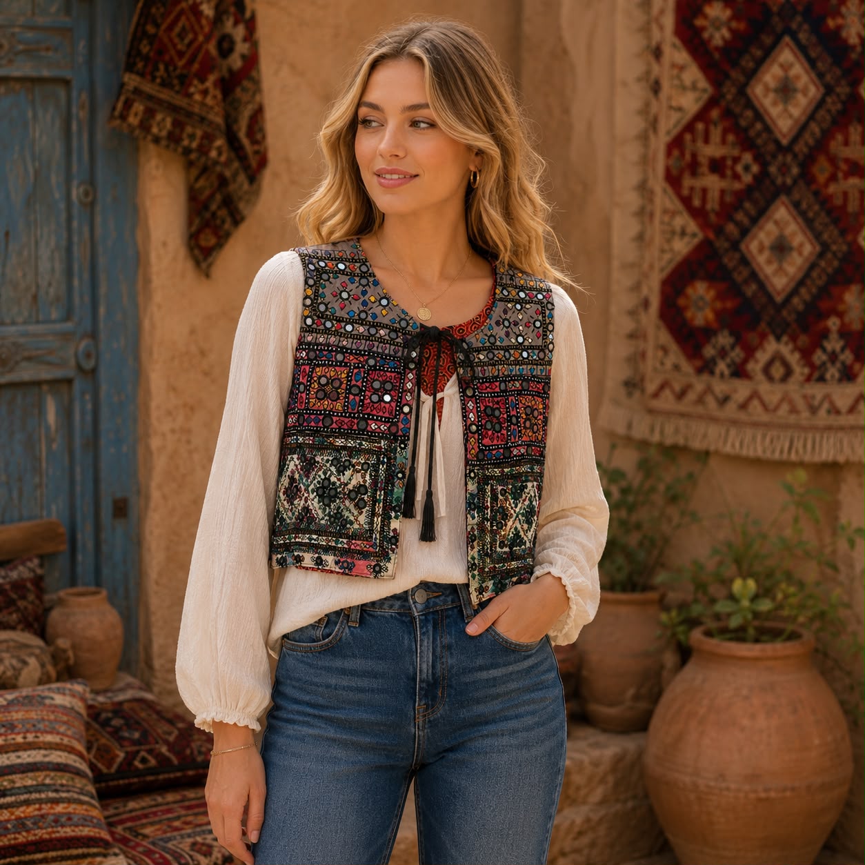 Mosaic Heritage Embroidered Women’s Waistcoat