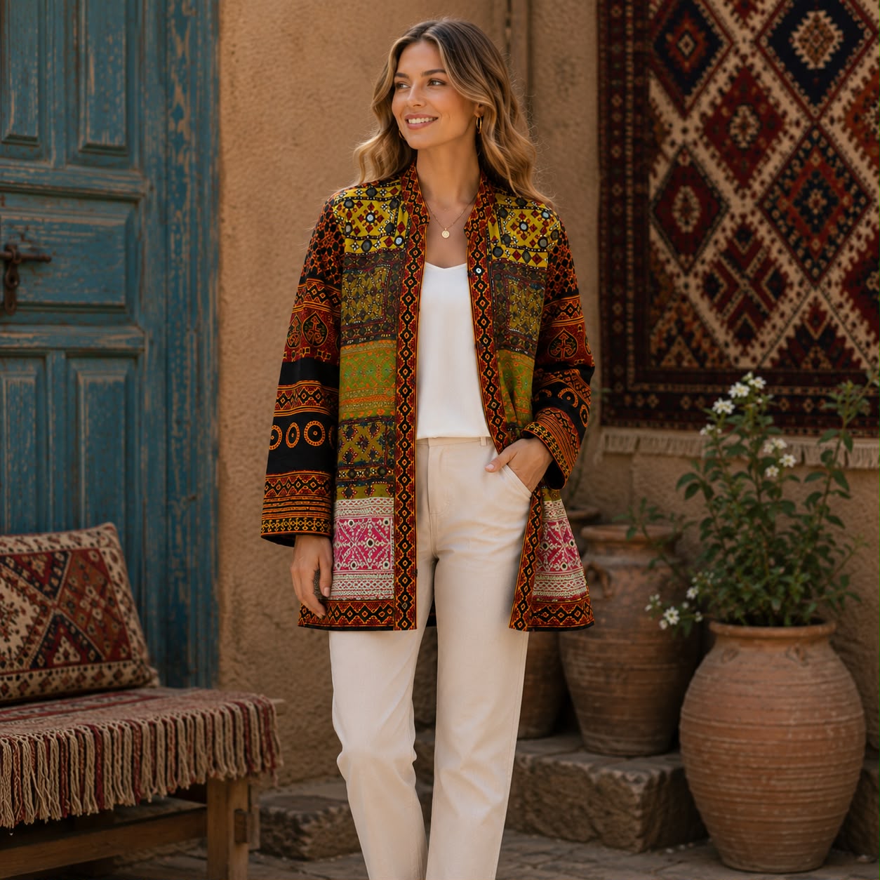Heritage Artisan Embroidered Long Coat