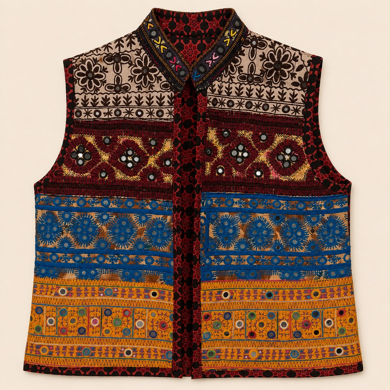 Artisan Mosaic Embroidered Women’s Waistcoat