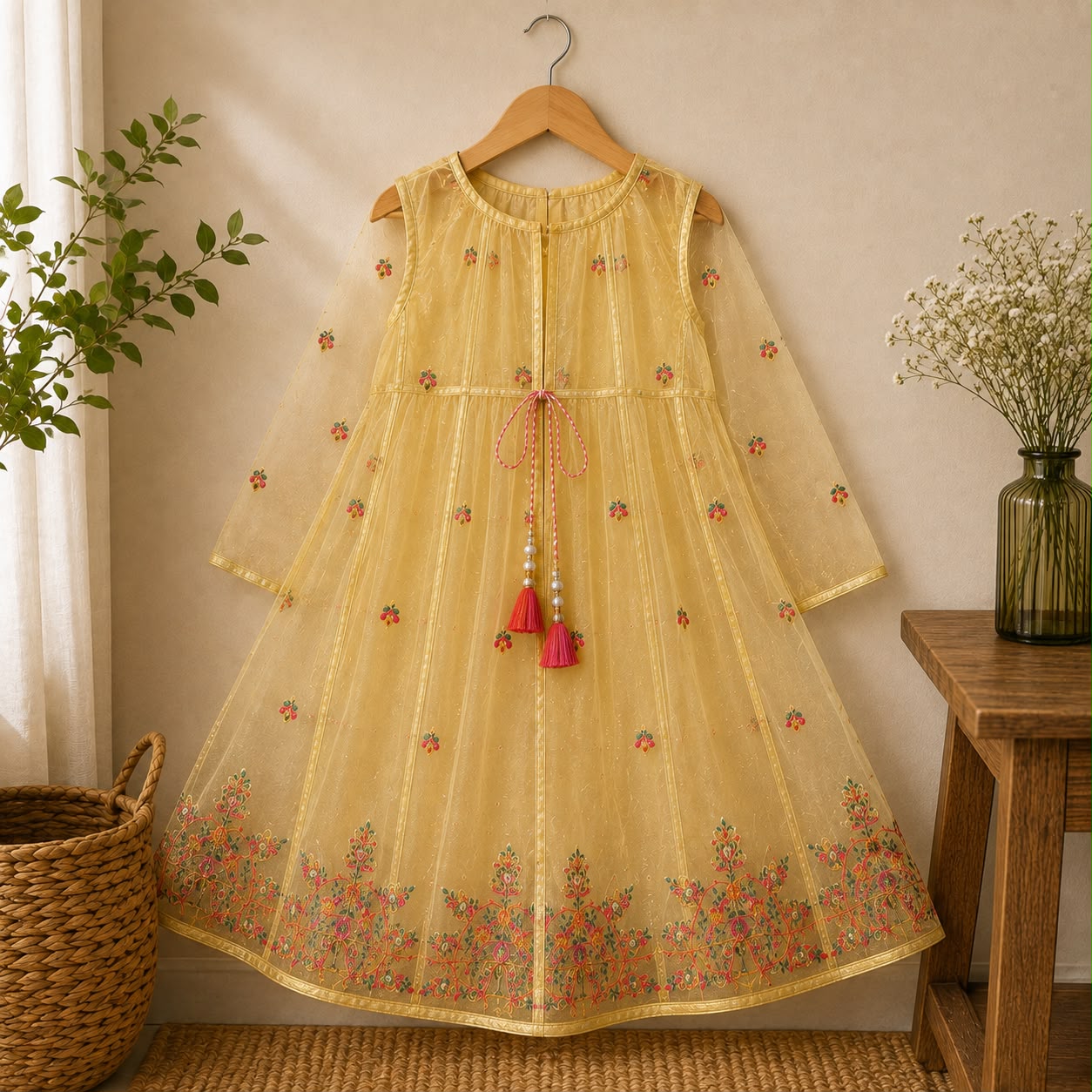 Golden Bloom Girls Frock Set
