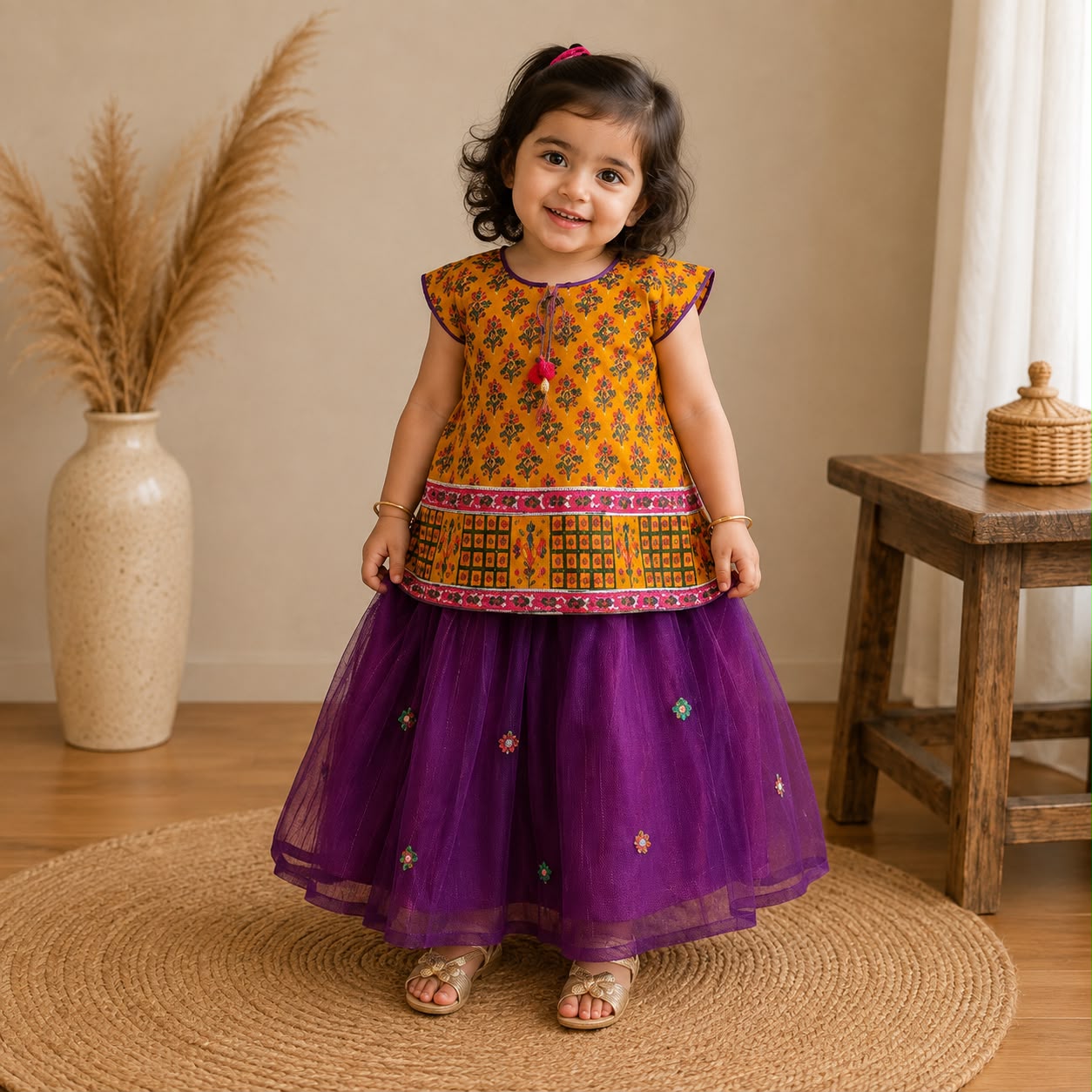 Little Heritage Purple Sharara Set