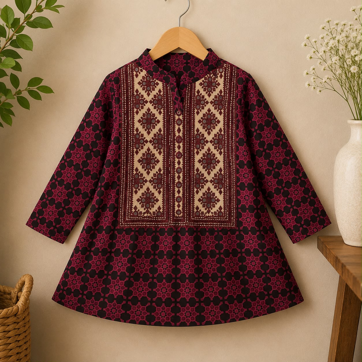 Maroon Heritage Kids 2-Piece Set
