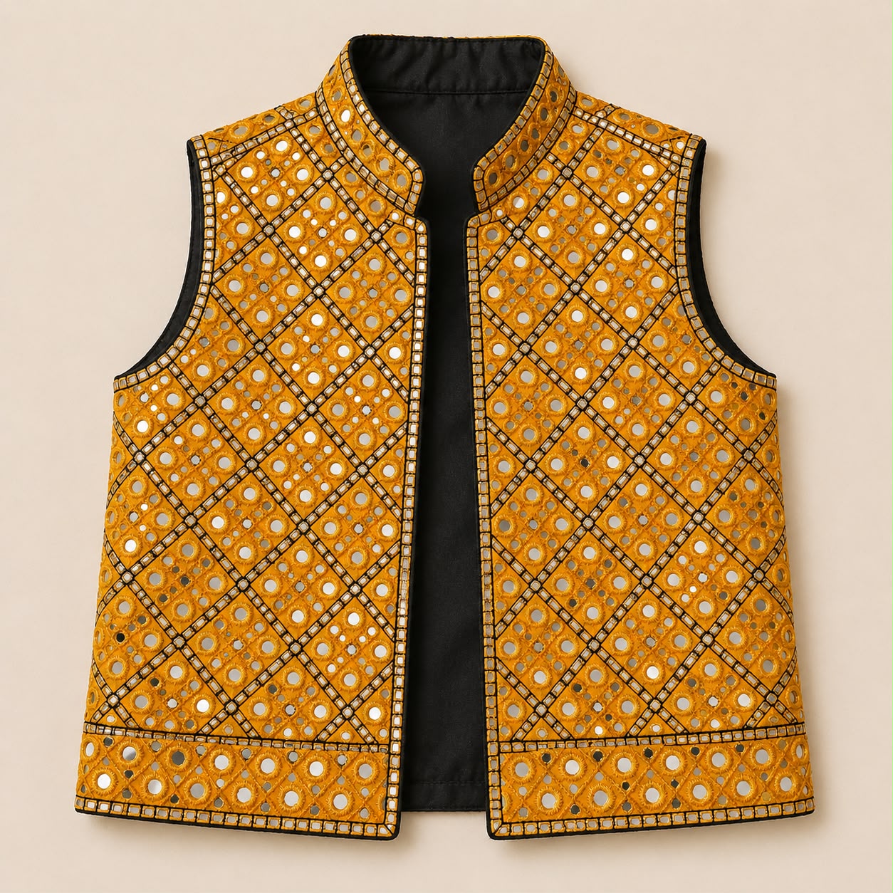 Golden Mirrorwork Kids Waistcoat