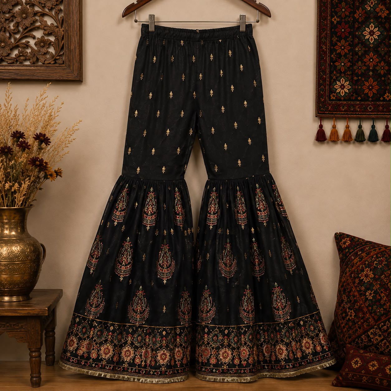 Black & Maroon Gharara Set