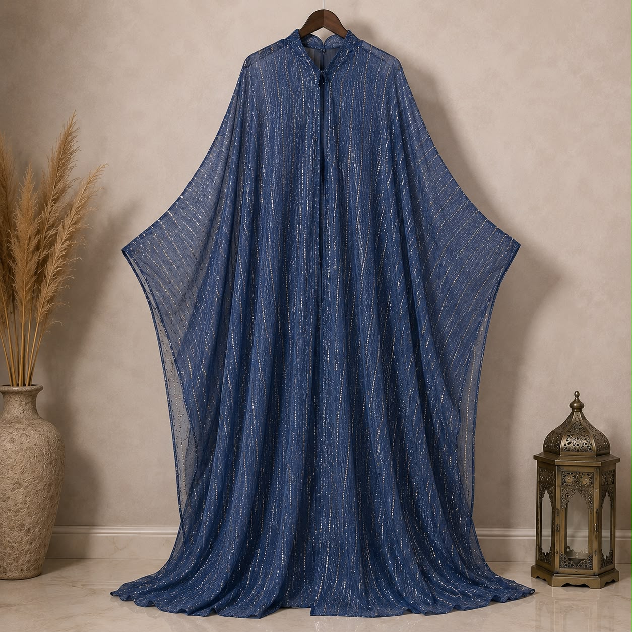 Midnight Blue Shimmer Kaftan Set