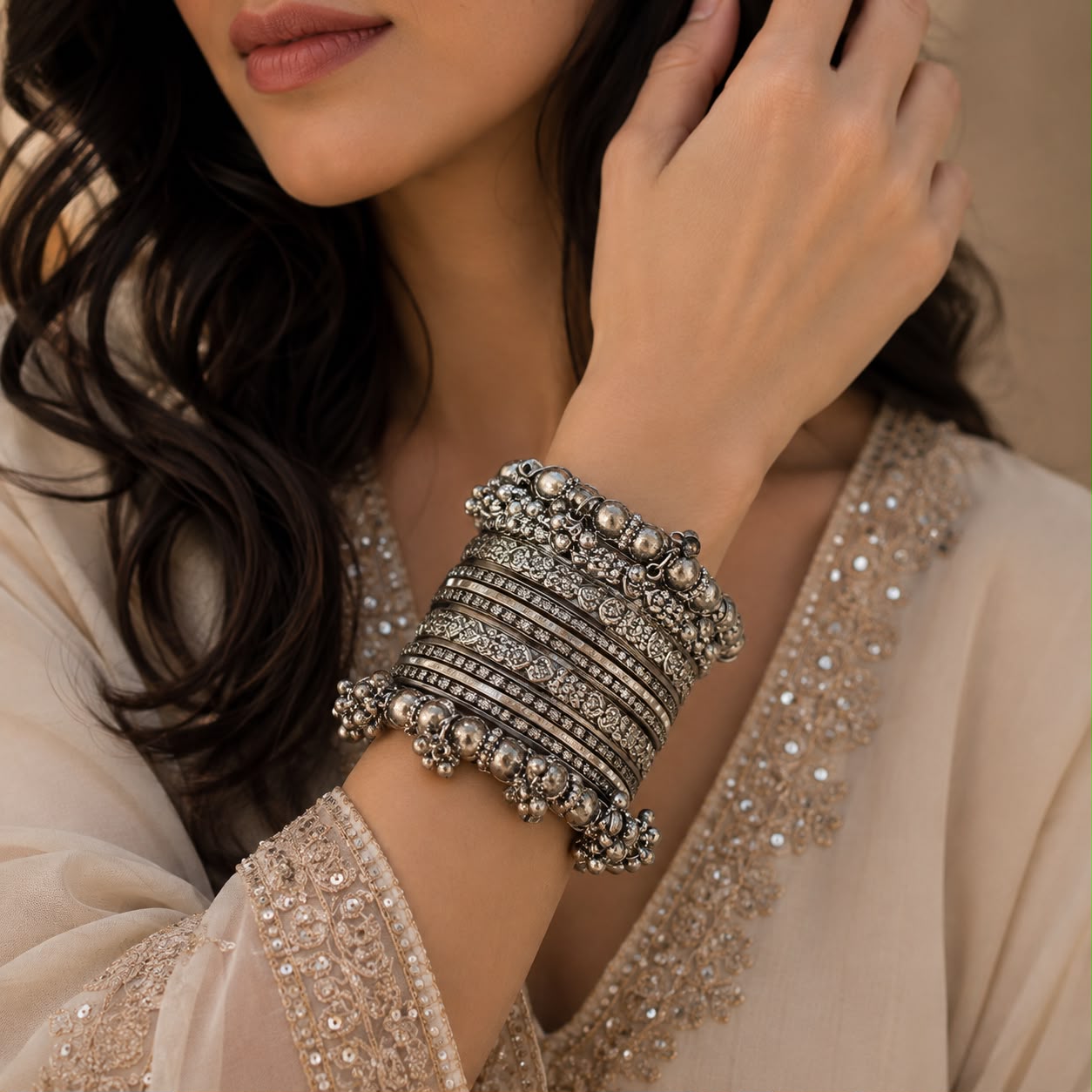 Zarghun Kashmiri Metal Bangle Set
