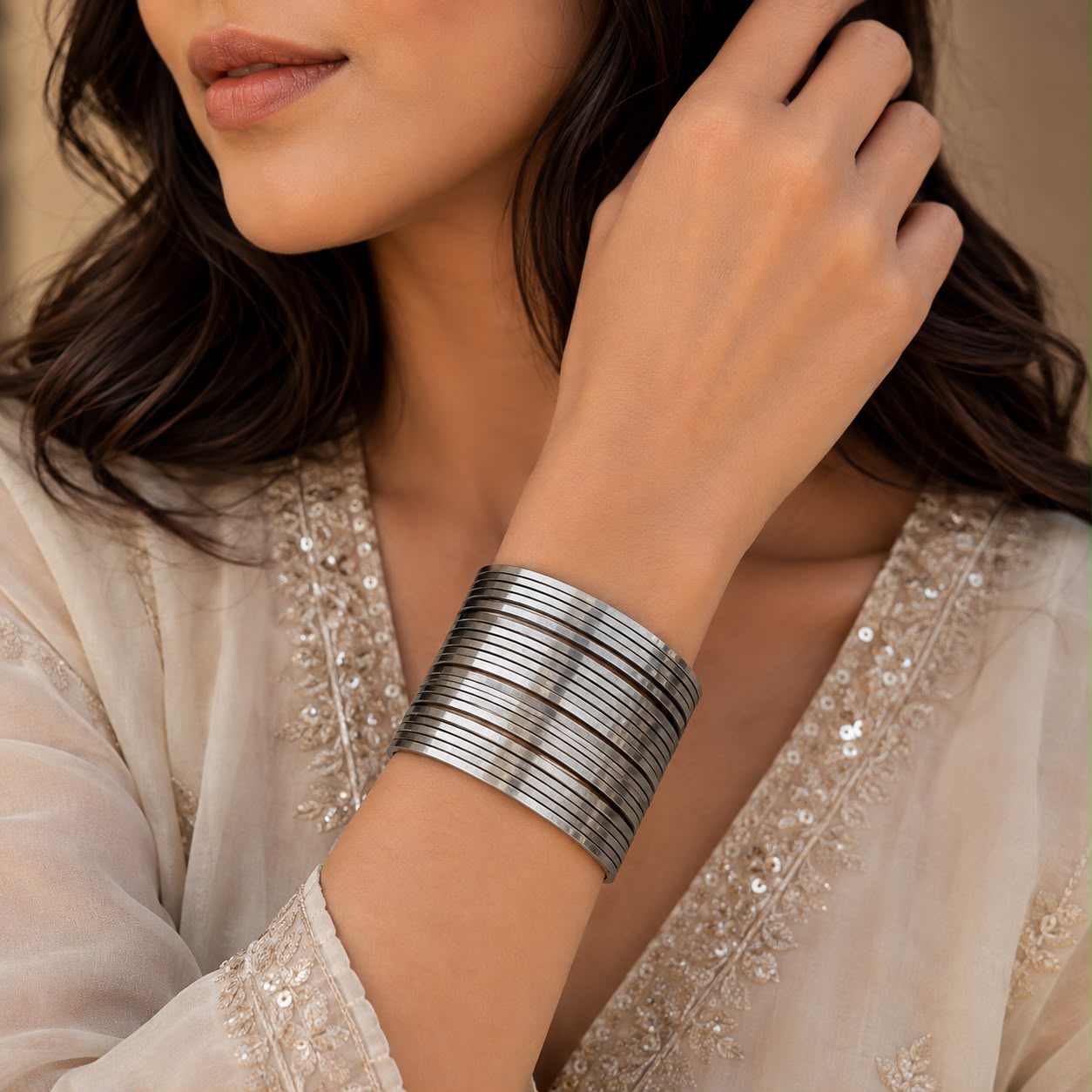 Noor Silver Bangles