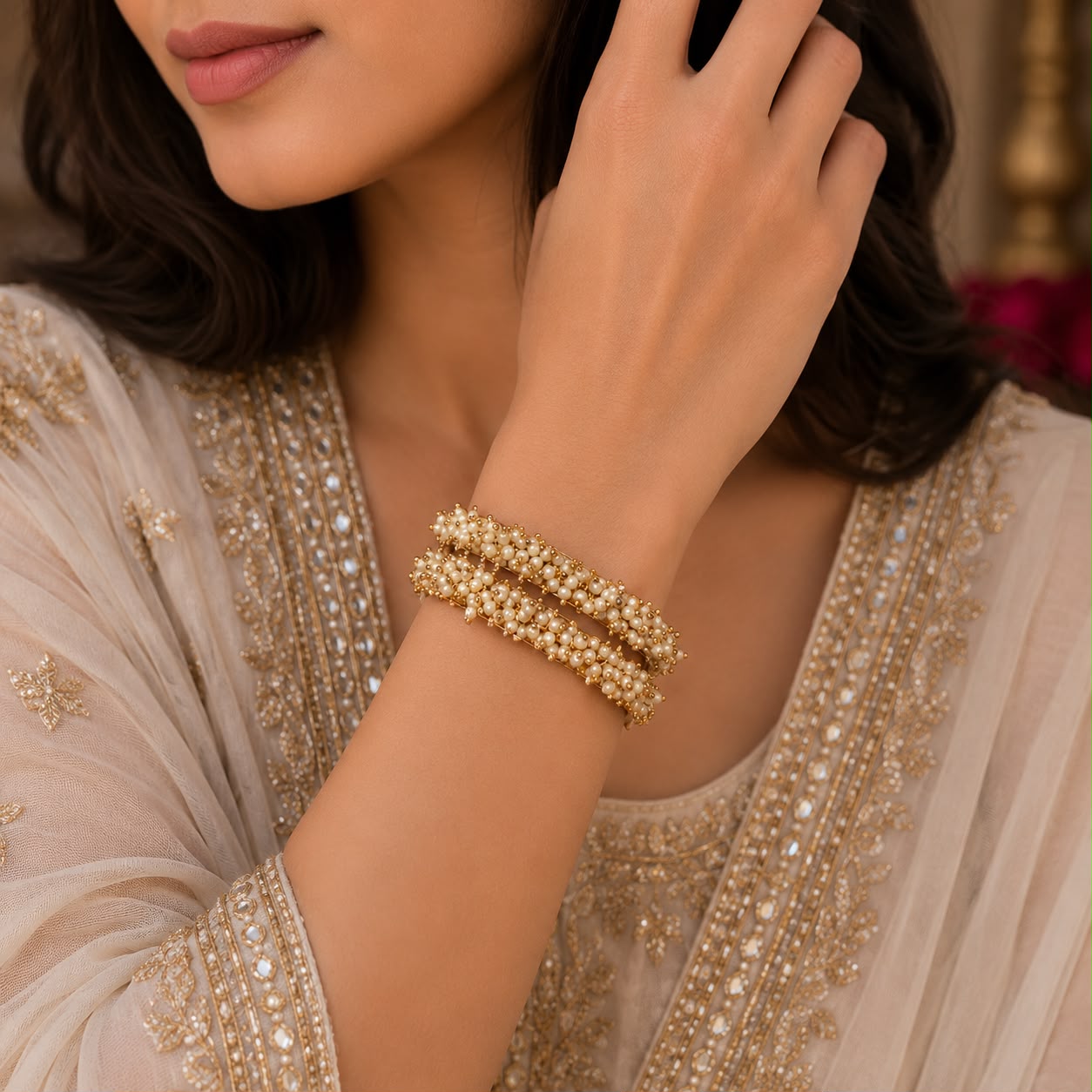 Meher Pearl Bangle Duo