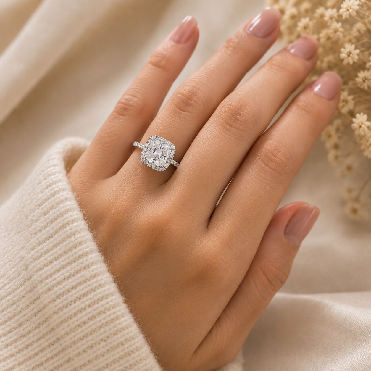 Celeste Zircon Halo Ring