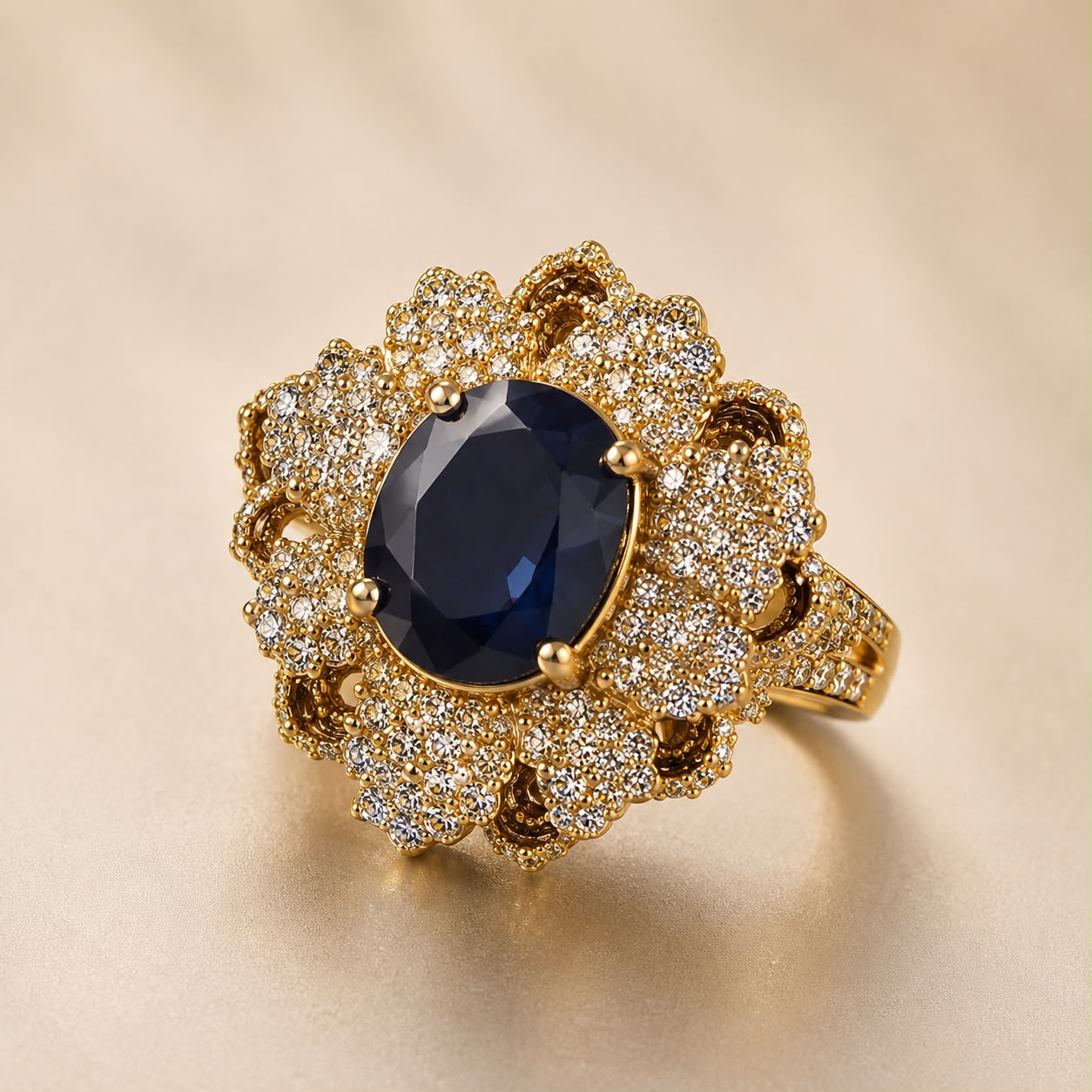 Midnight Bloom Zircon Ring
