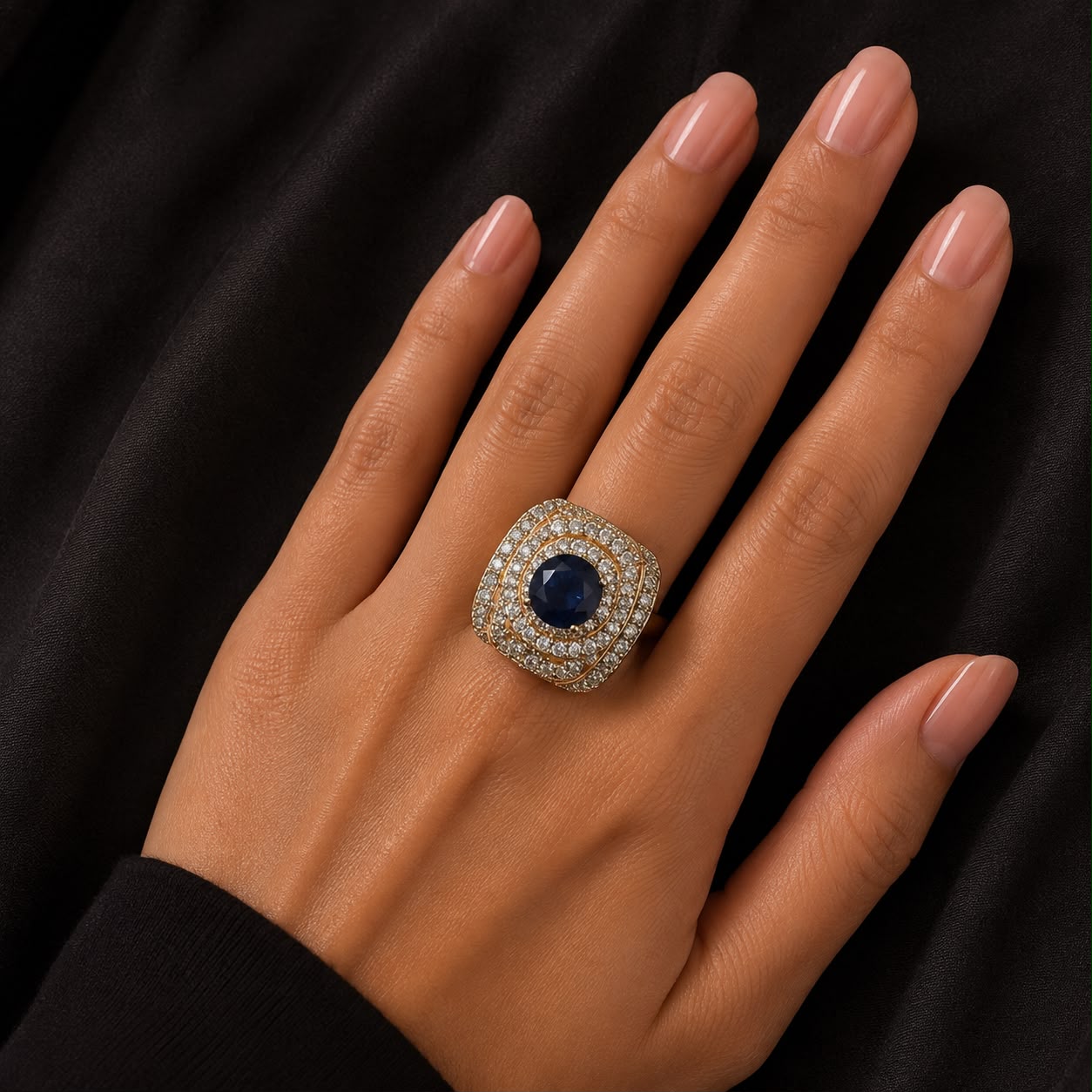 Midnight Royale Zircon Statement Ring