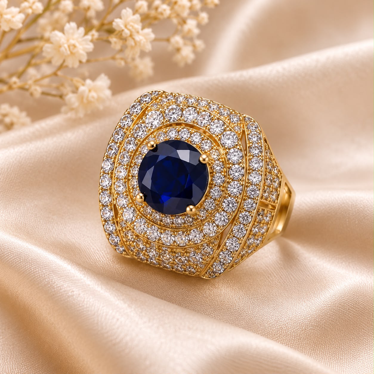 Midnight Royale Zircon Statement Ring