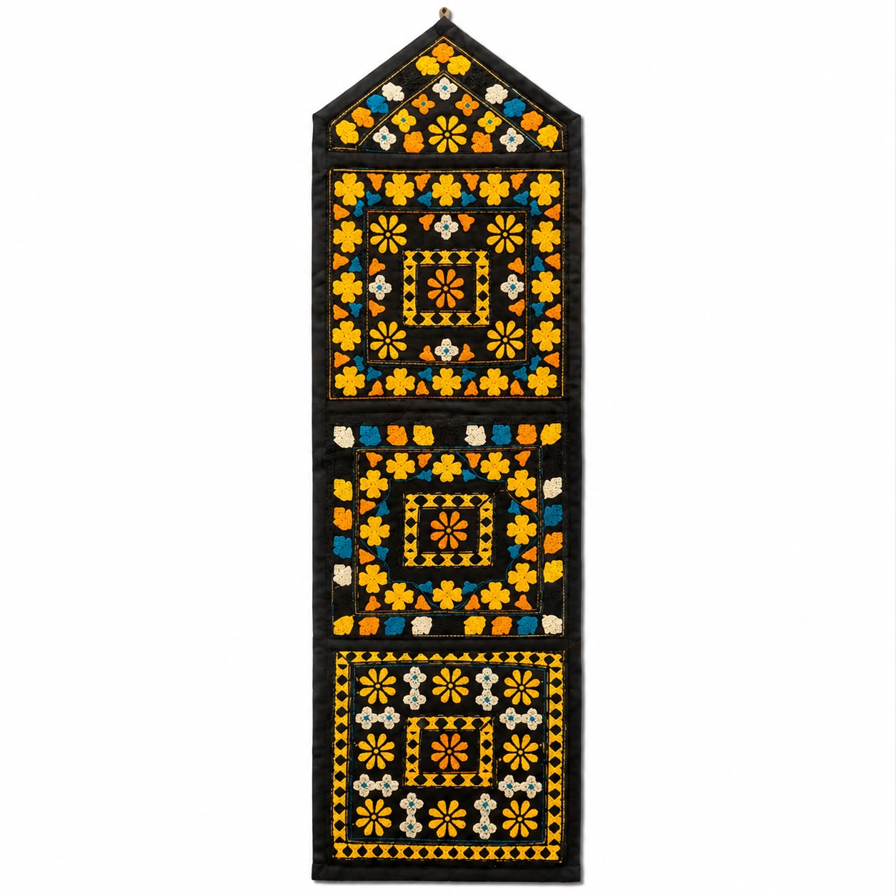 Golden Mosaic Embroidered Wall Organizer.