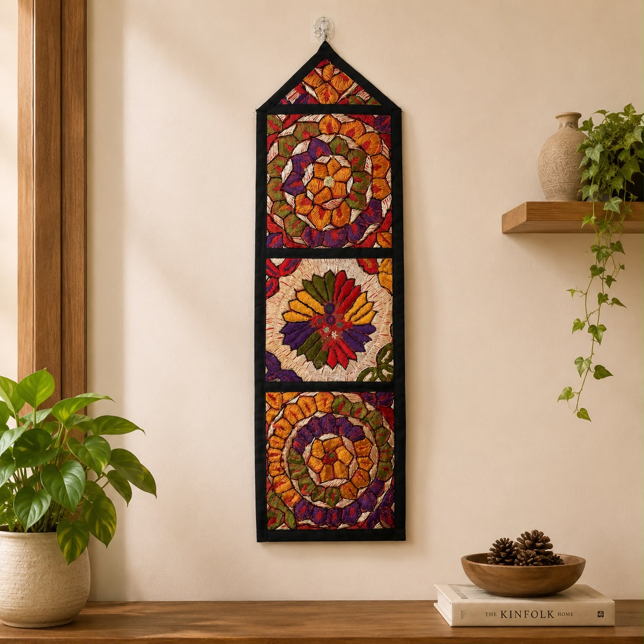 Kaleidoscope Bloom Embroidered Wall Organizer