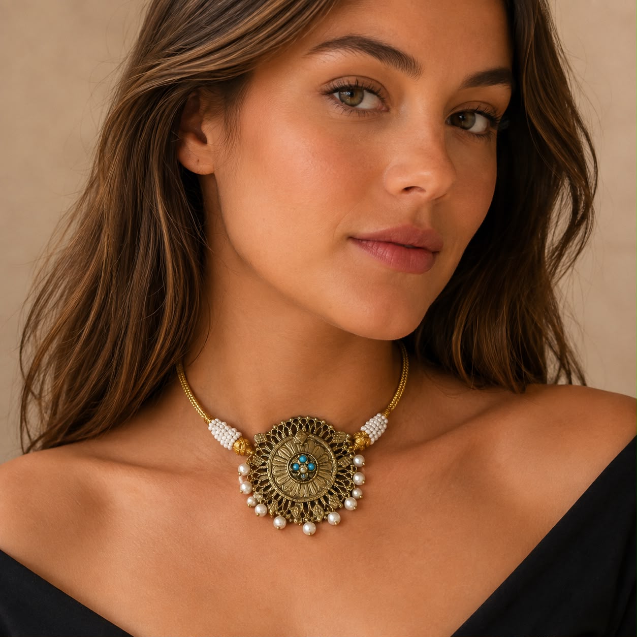Afghan Turquoise Medallion Choker