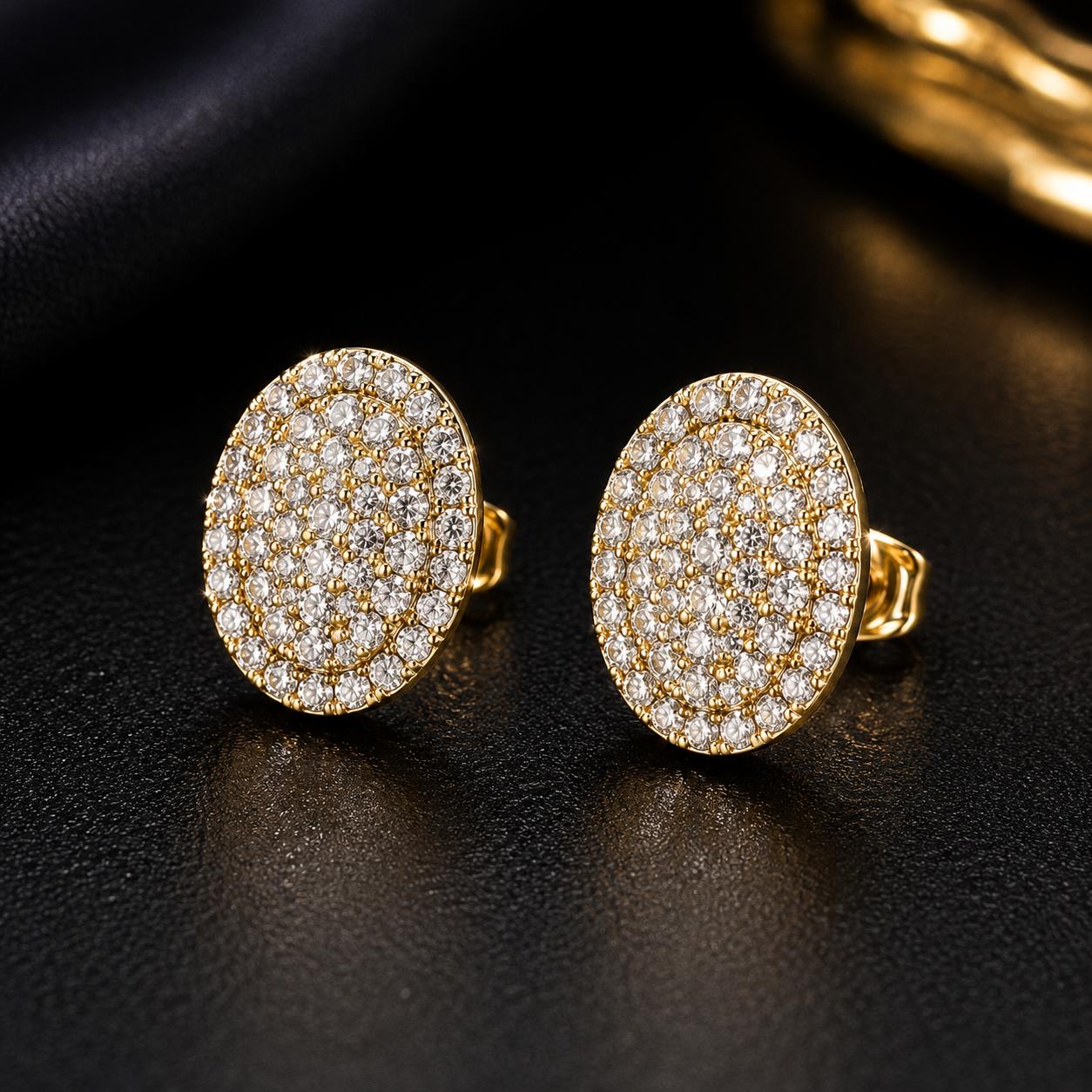 Radiant Pavé Oval Stud Earrings
