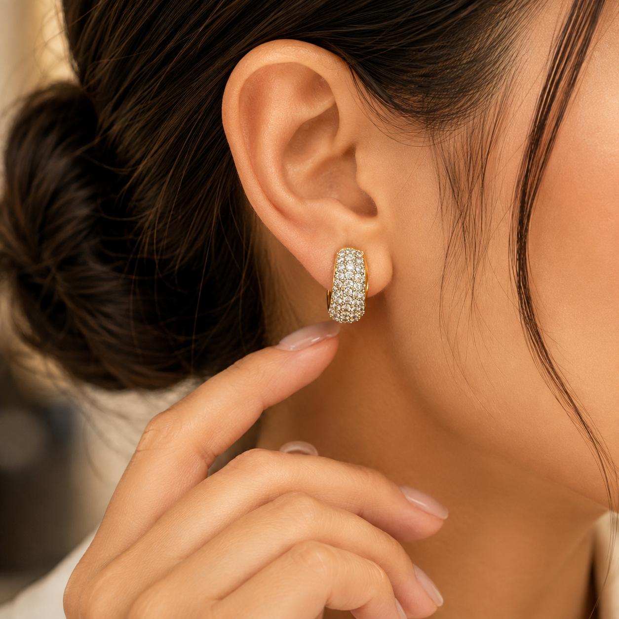 Luxe Pavé Gold Hoop Earrings