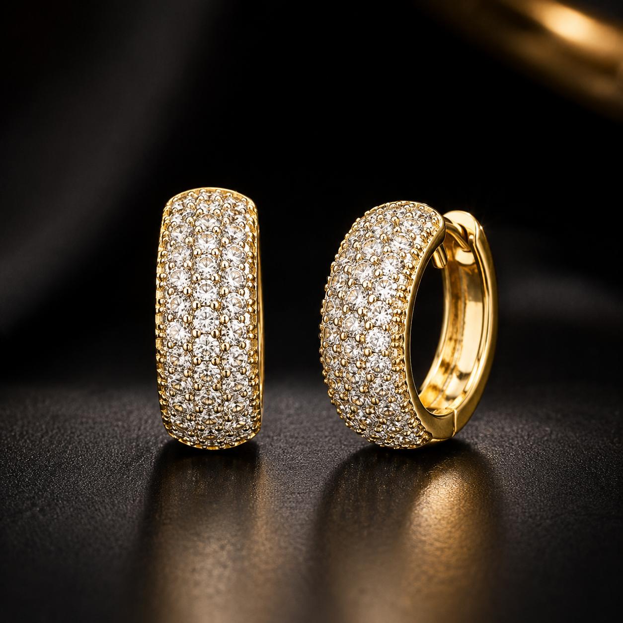 Luxe Pavé Gold Hoop Earrings