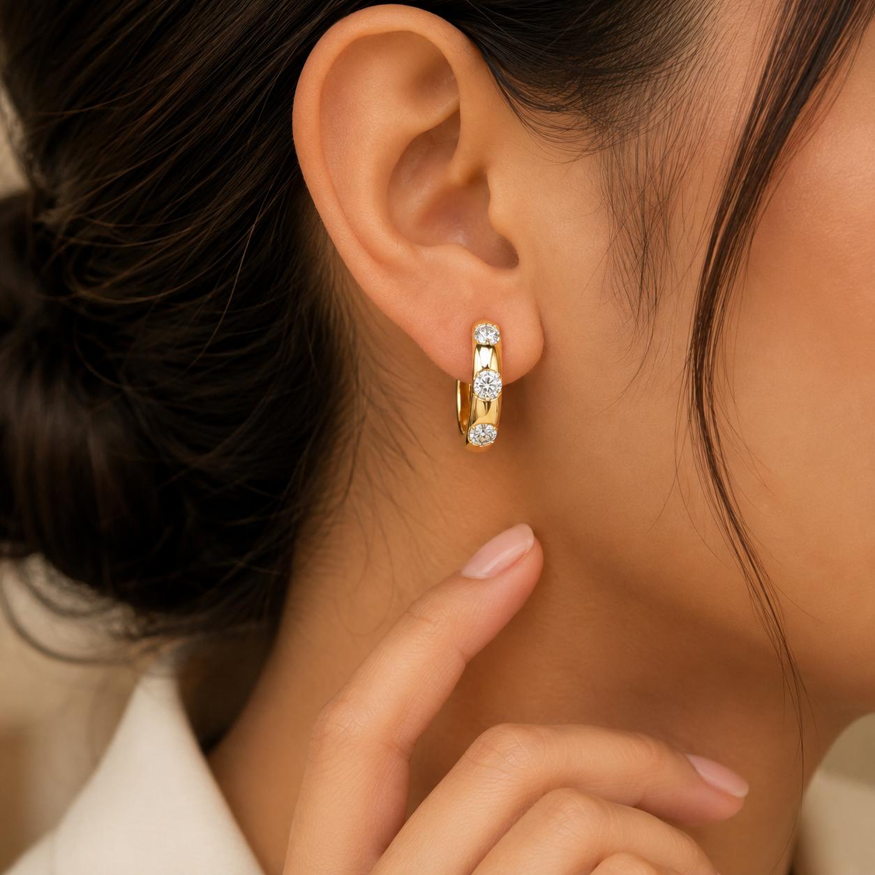 Golden Spark Trio Hoop Earrings