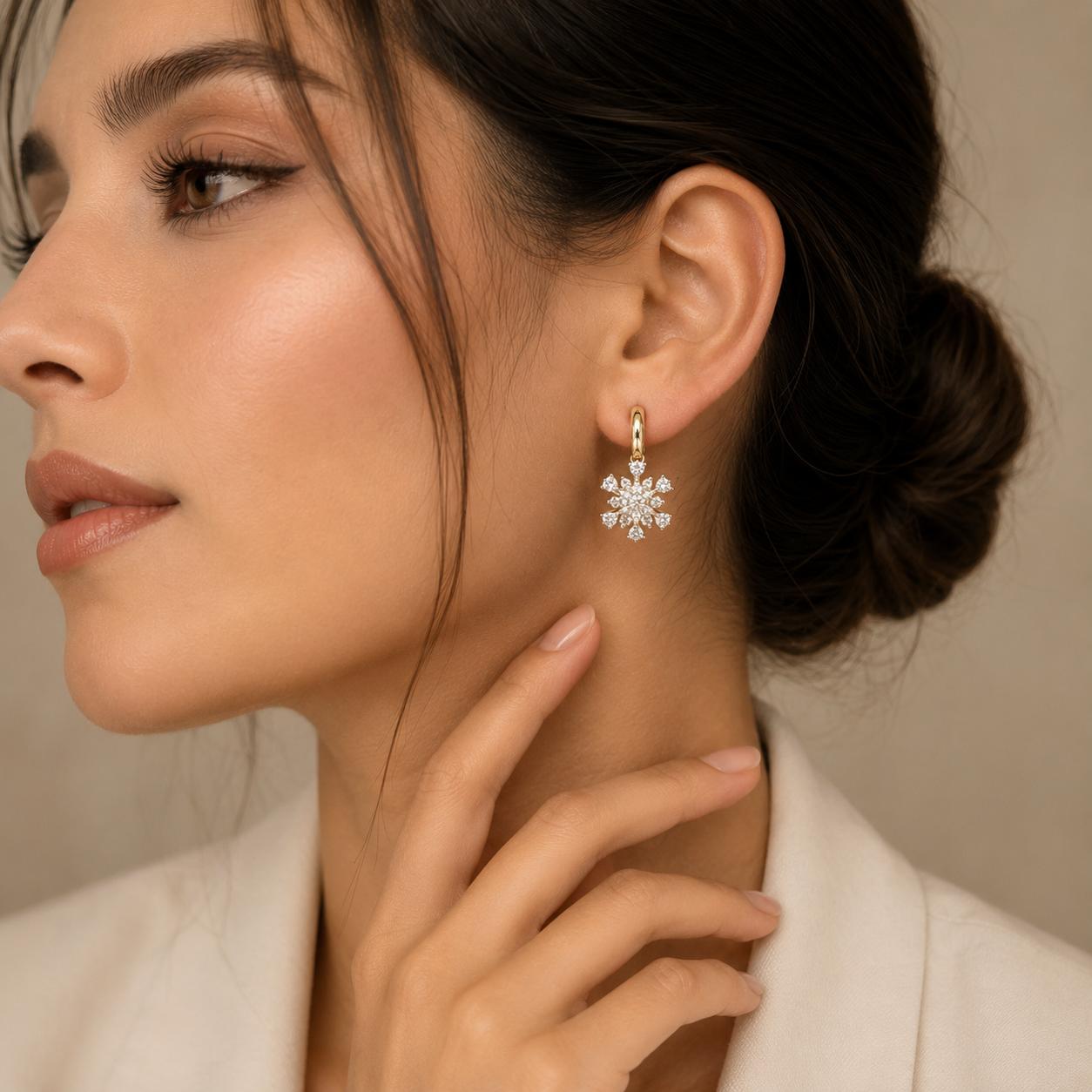 Celestial Spark Snowflake Earrings