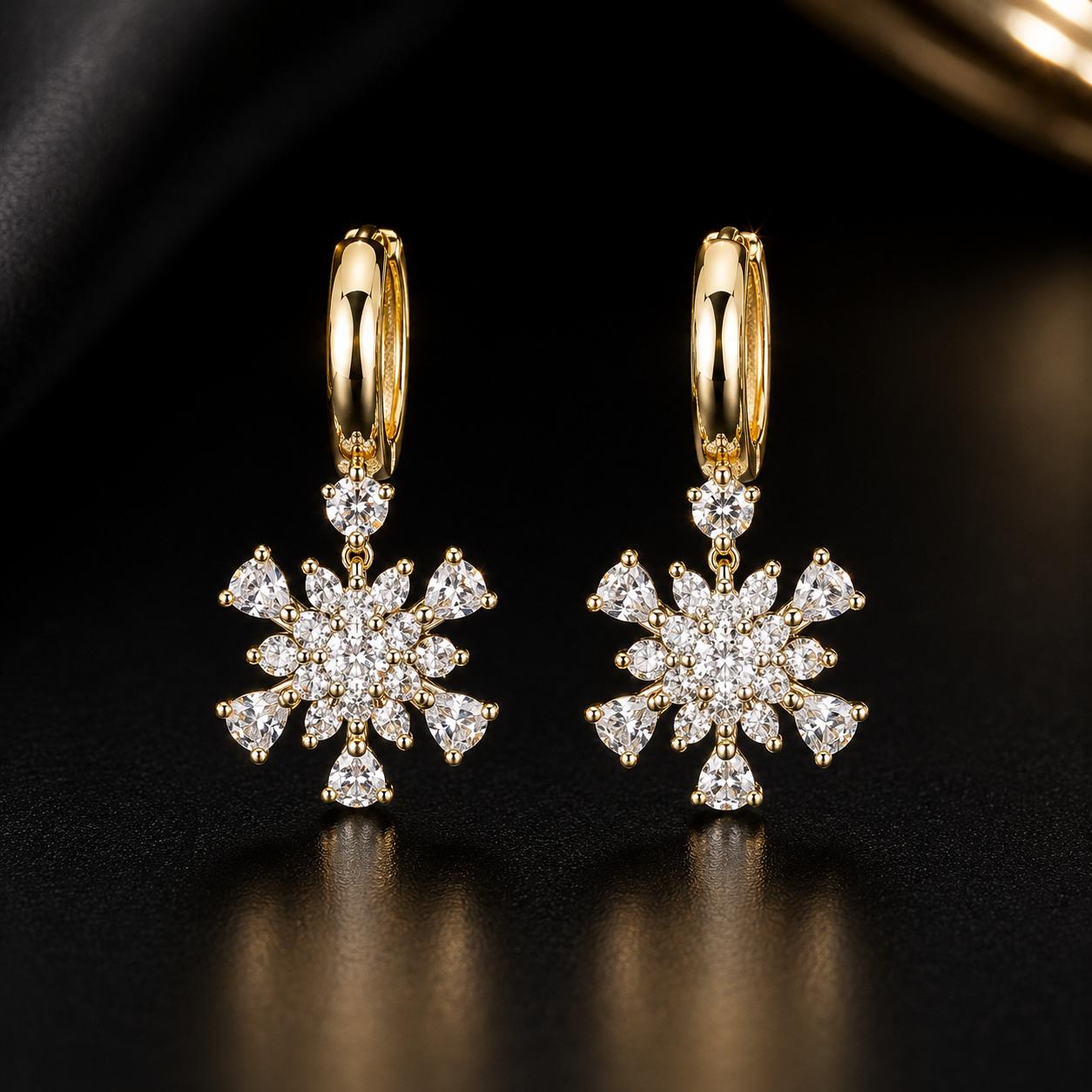 Celestial Spark Snowflake Earrings