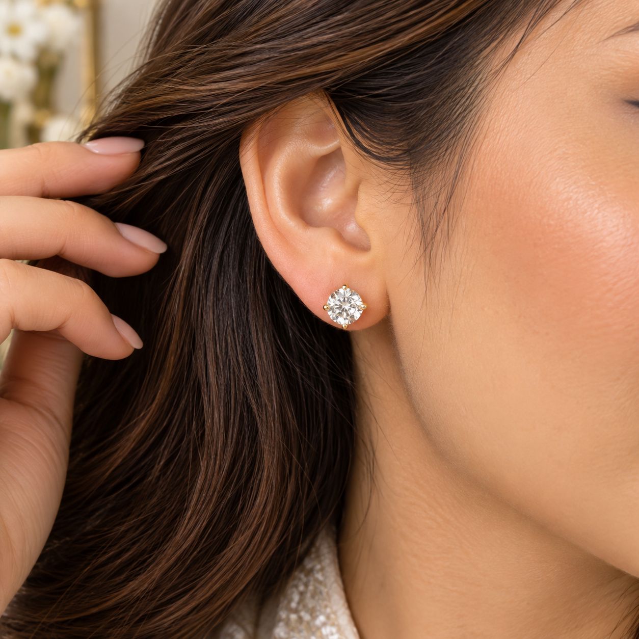 Classic Solitaire Crystal Stud Earrings