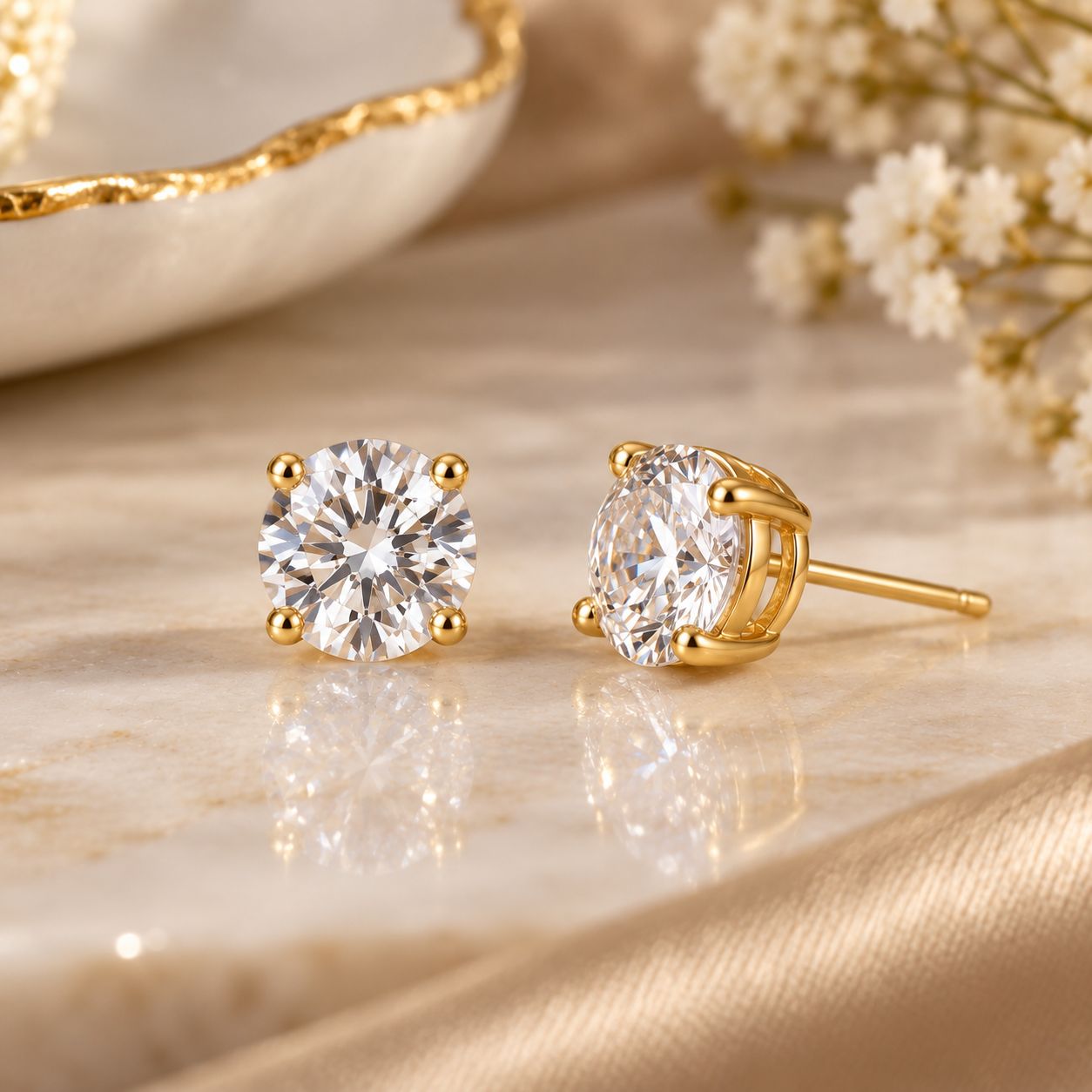 Classic Solitaire Crystal Stud Earrings