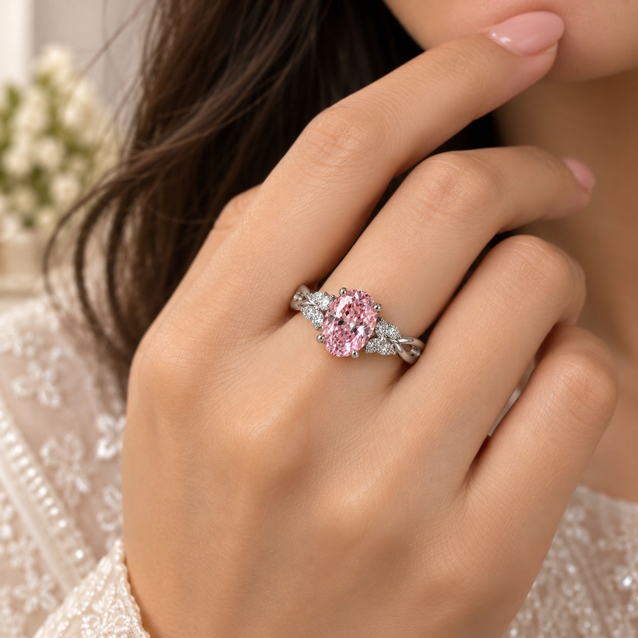 Blush Pink Oval Statement Ring