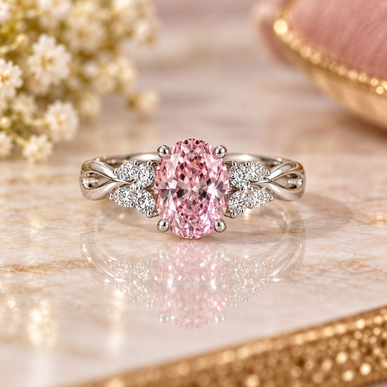 Blush Pink Oval Statement Ring