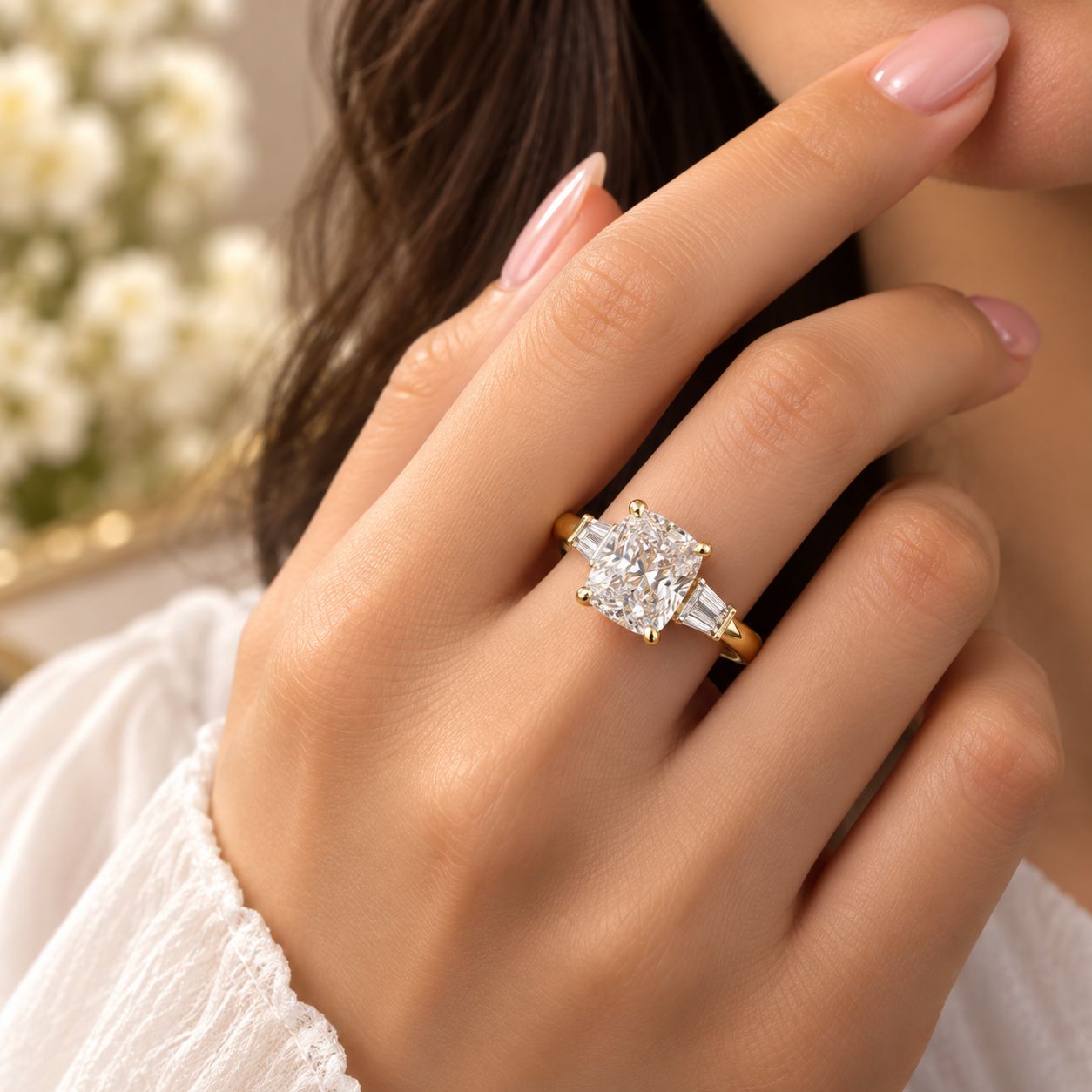 Radiant Luxe Three-Stone Ring
