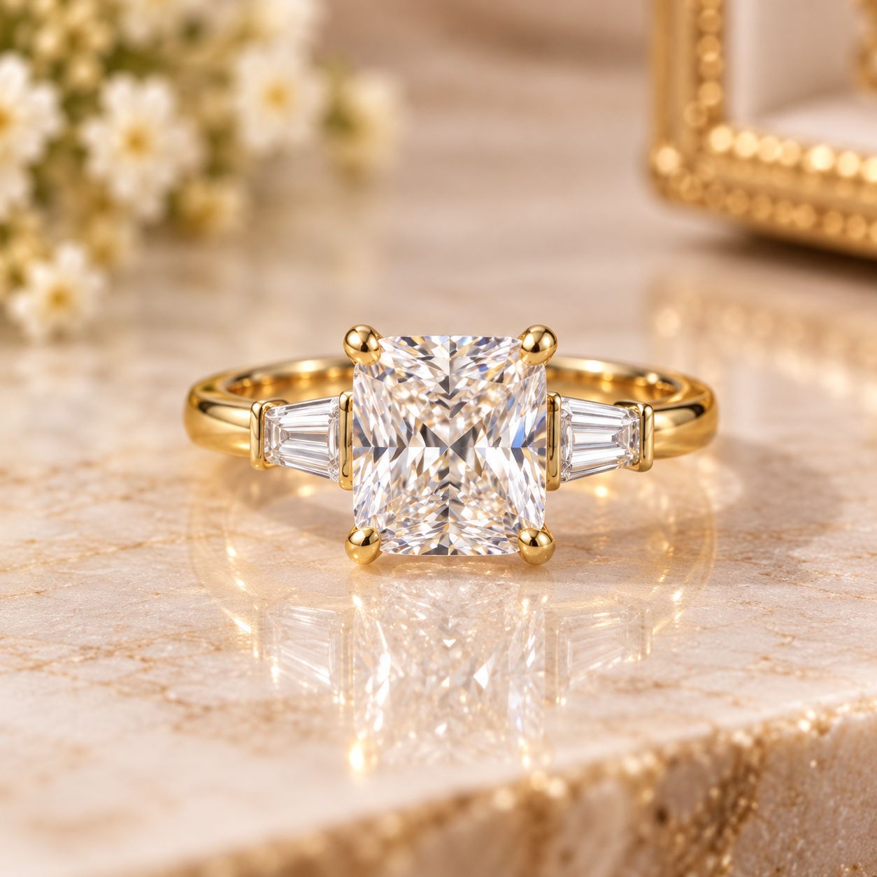 Radiant Luxe Three-Stone Ring