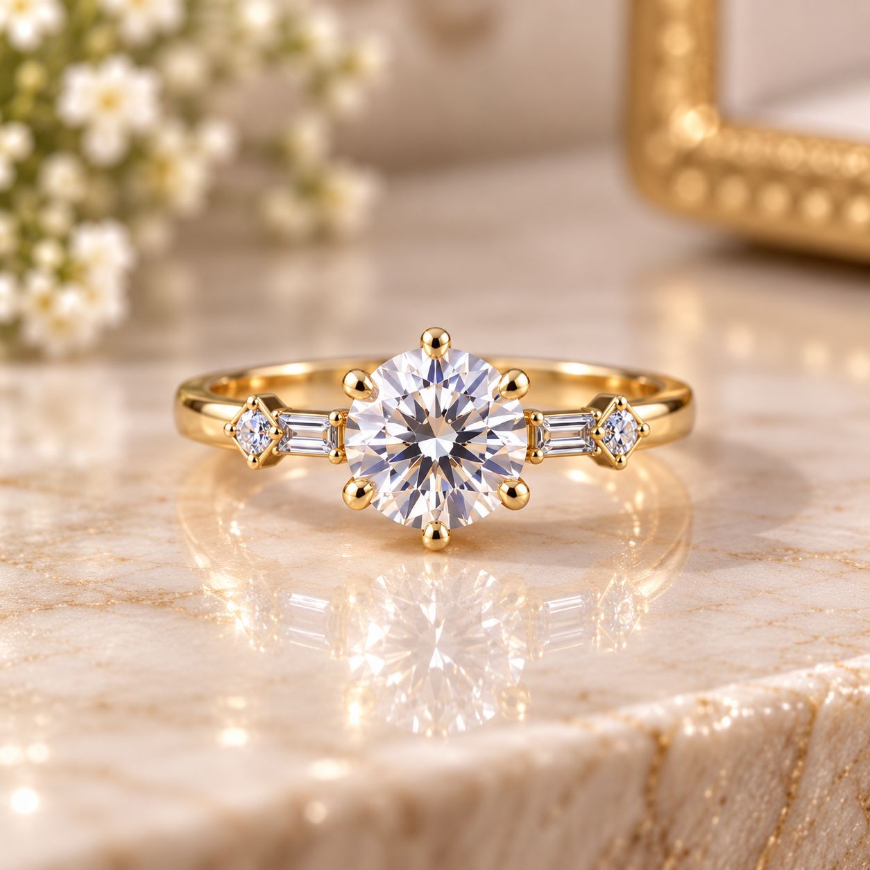 Celestial Round Solitaire Ring