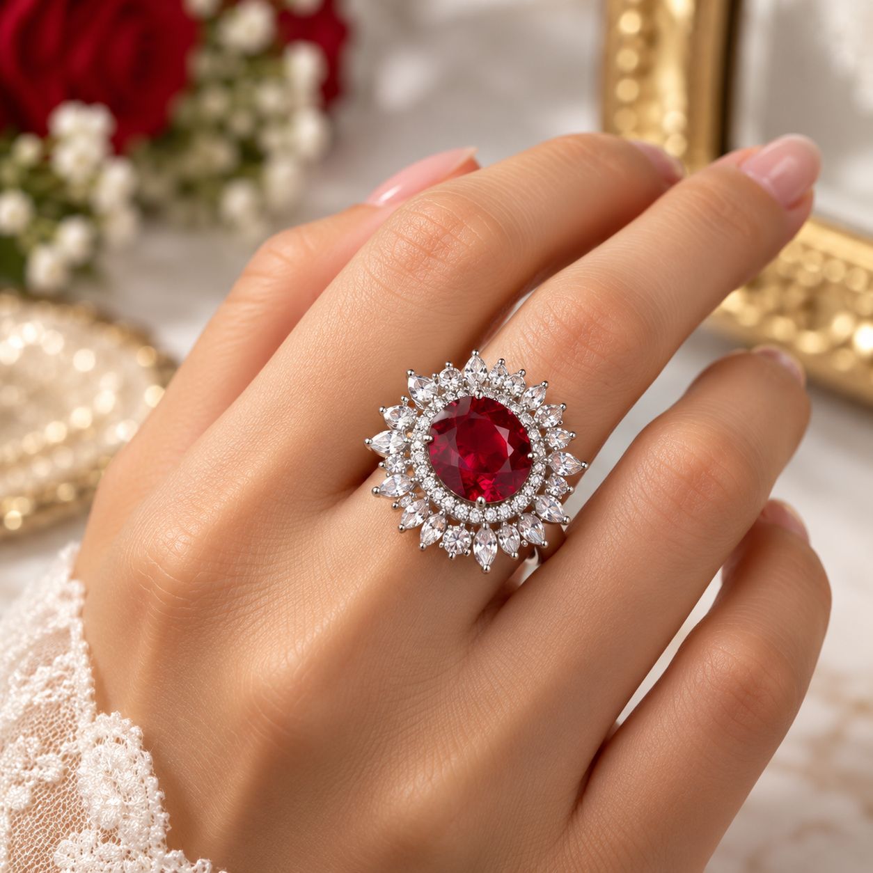 Ruby Bloom Statement Ring