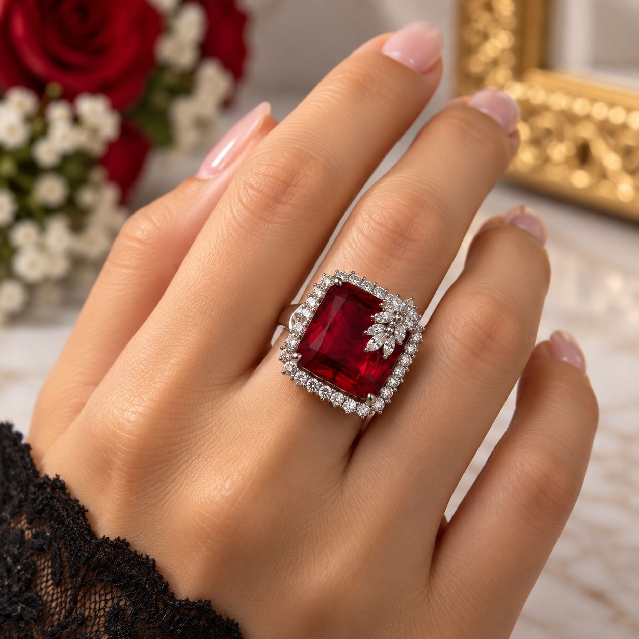 Crimson Royale Statement Ring