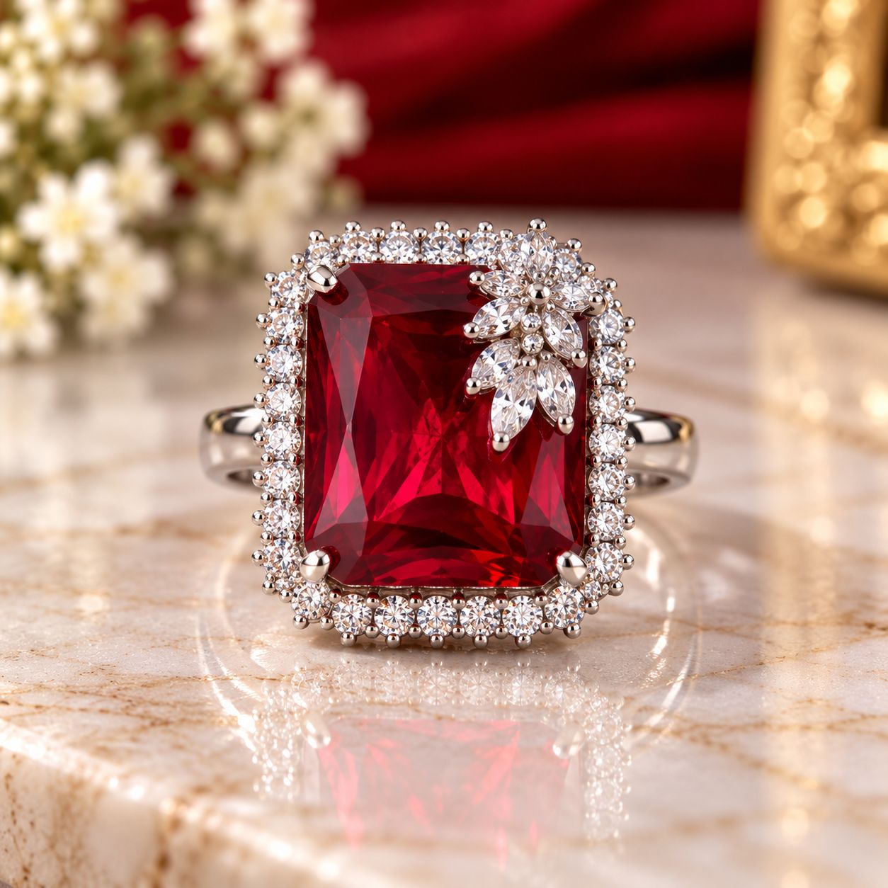 Crimson Royale Statement Ring