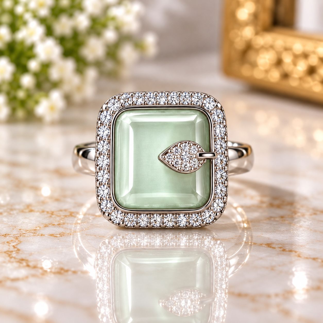 Mint Elegance Statement Ring