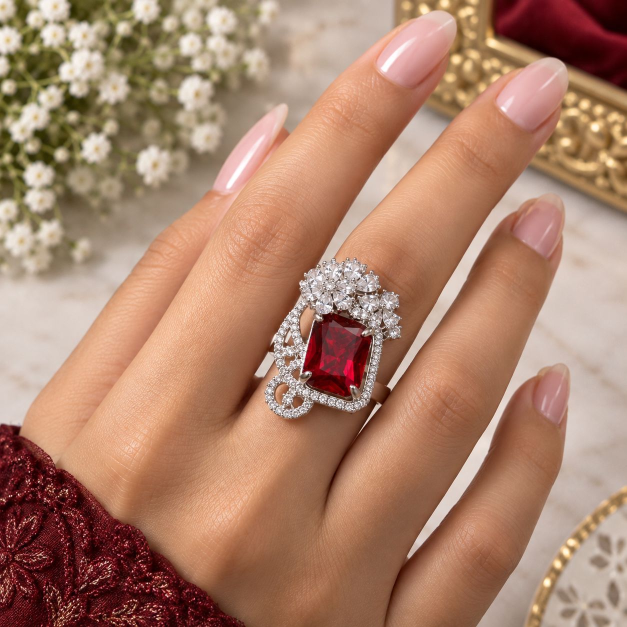 Ruby Bloom Ring