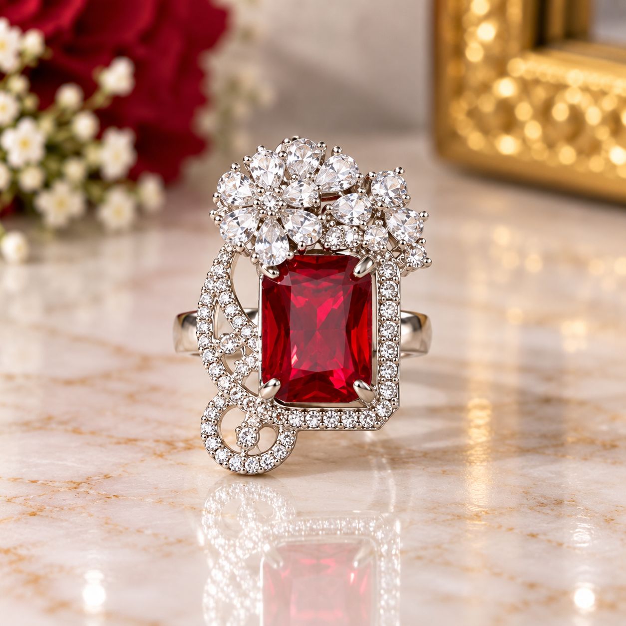 Ruby Bloom Ring