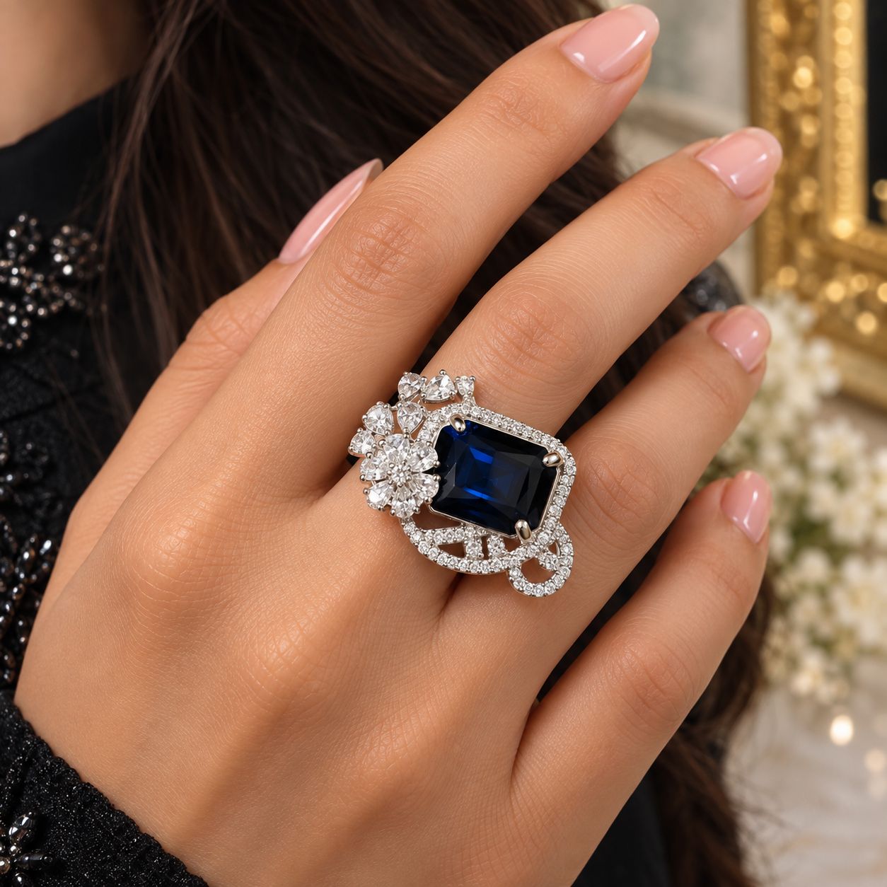 Midnight Sapphire Statement Ring