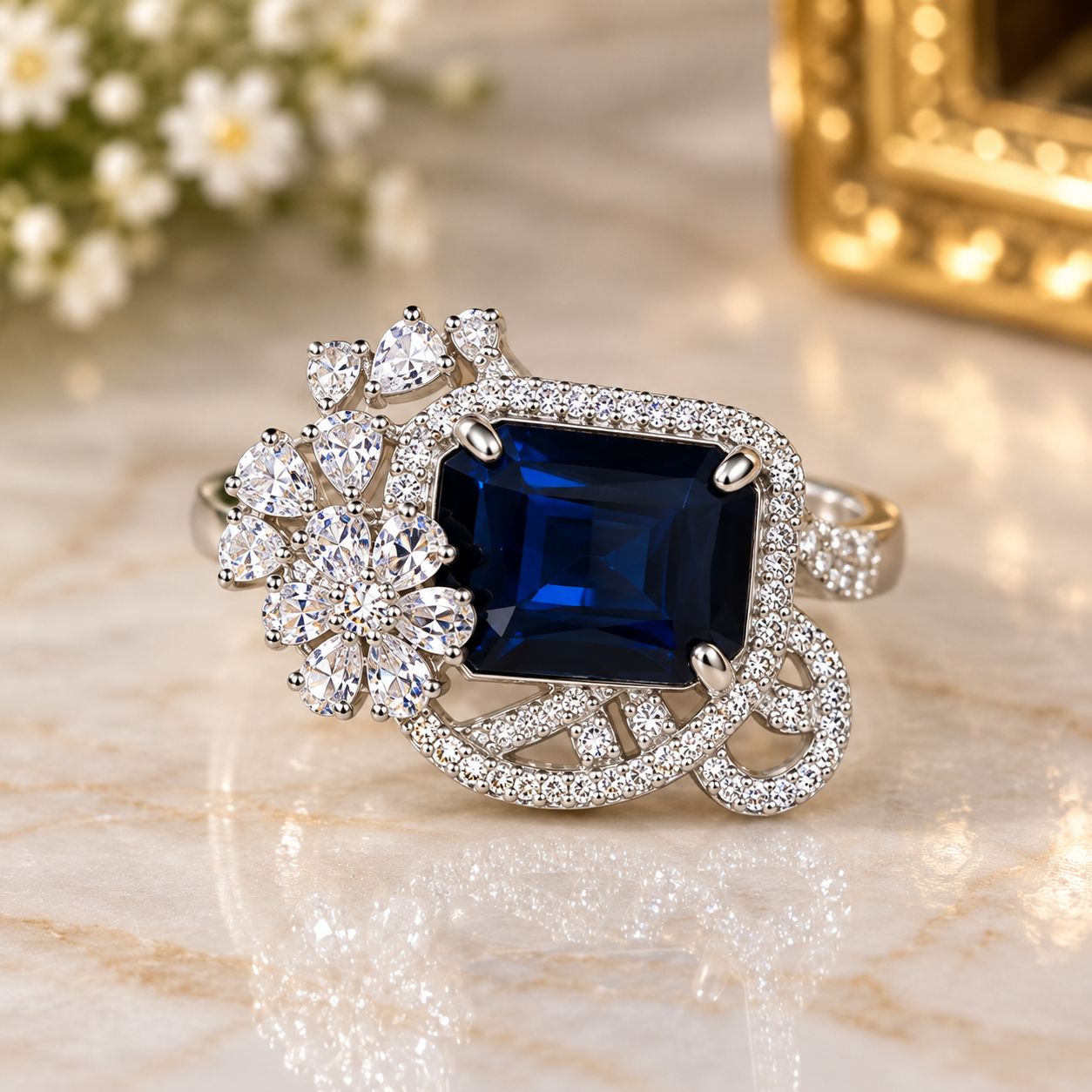 Midnight Sapphire Statement Ring