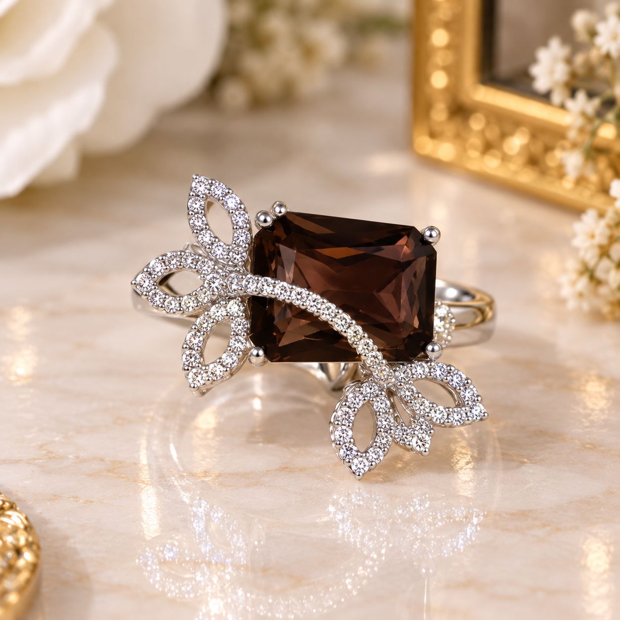 Mocha Bloom Statement Ring