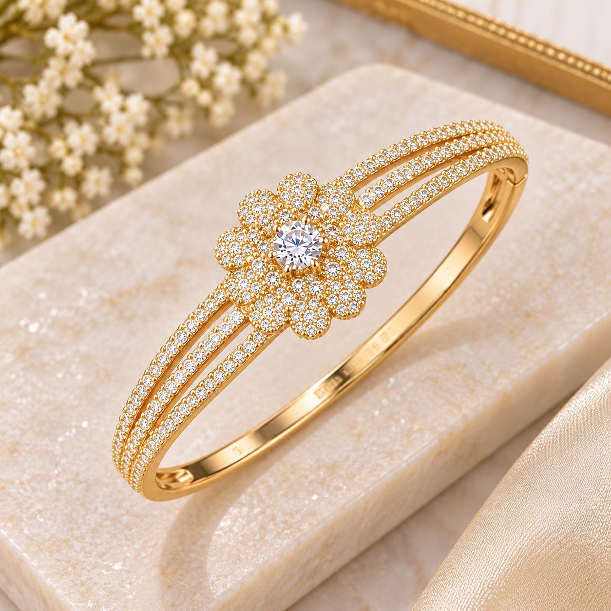 Floral Spark Zircon Bangle