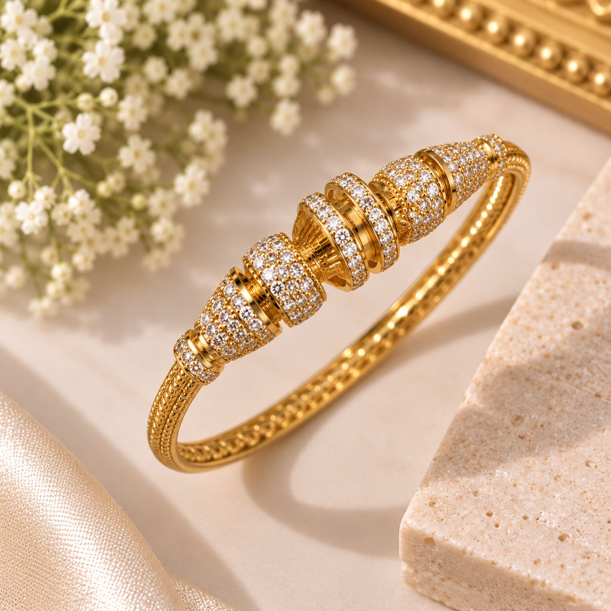 Golden Zircon Statement Bangle