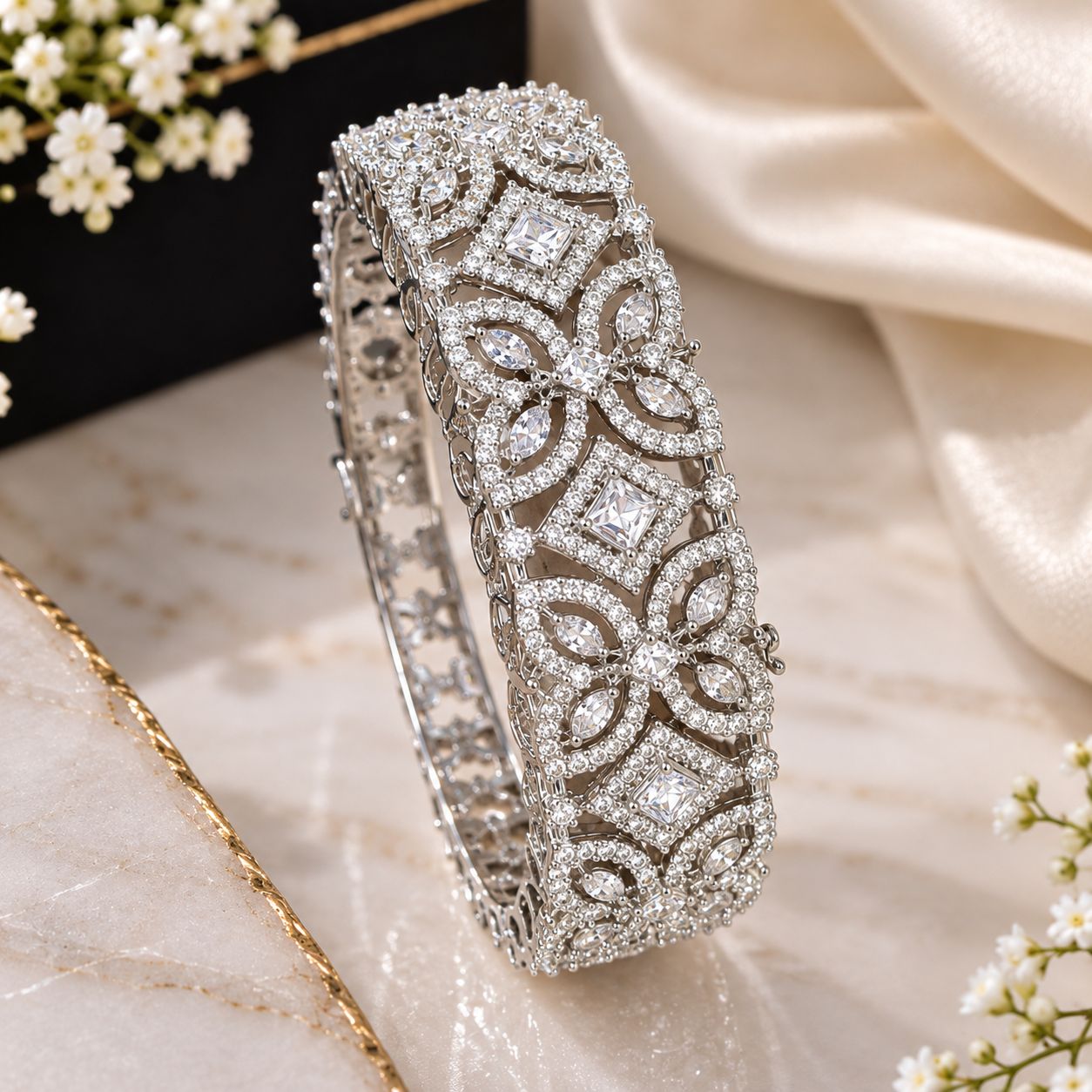 Silver-Tone Zircon bangle