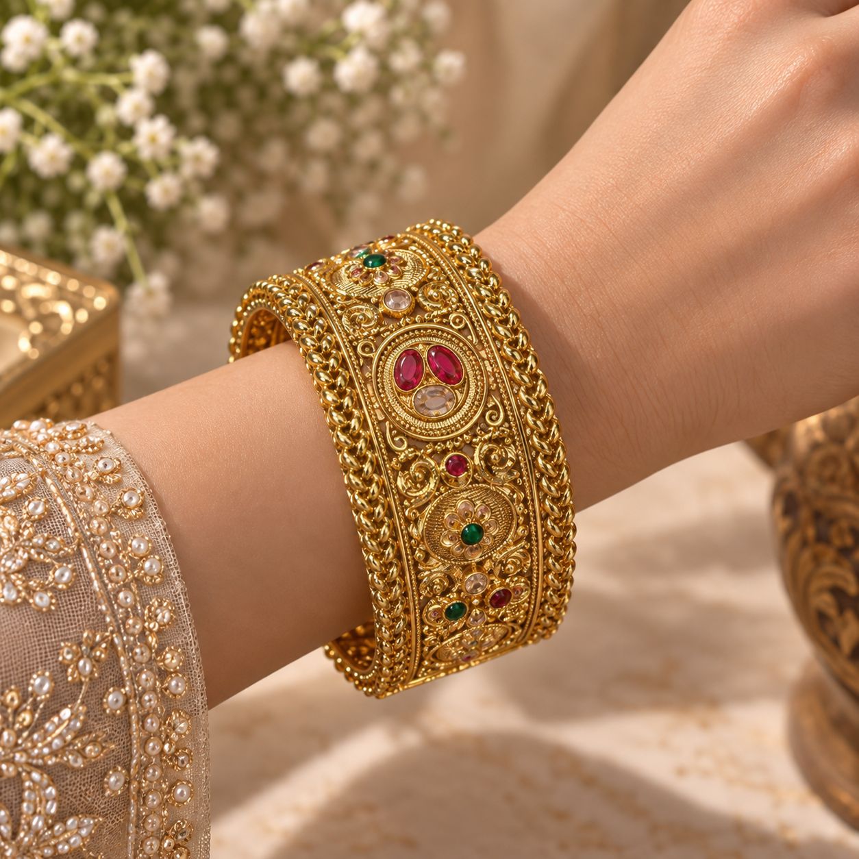 Royal Multicolor Traditional Gold Bangle