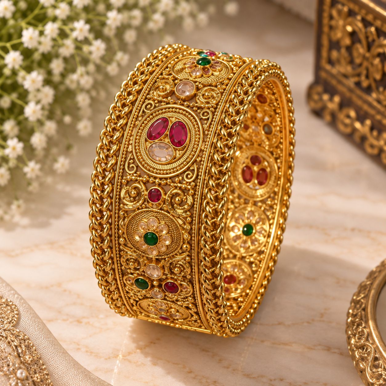 Royal Multicolor Traditional Gold Bangle