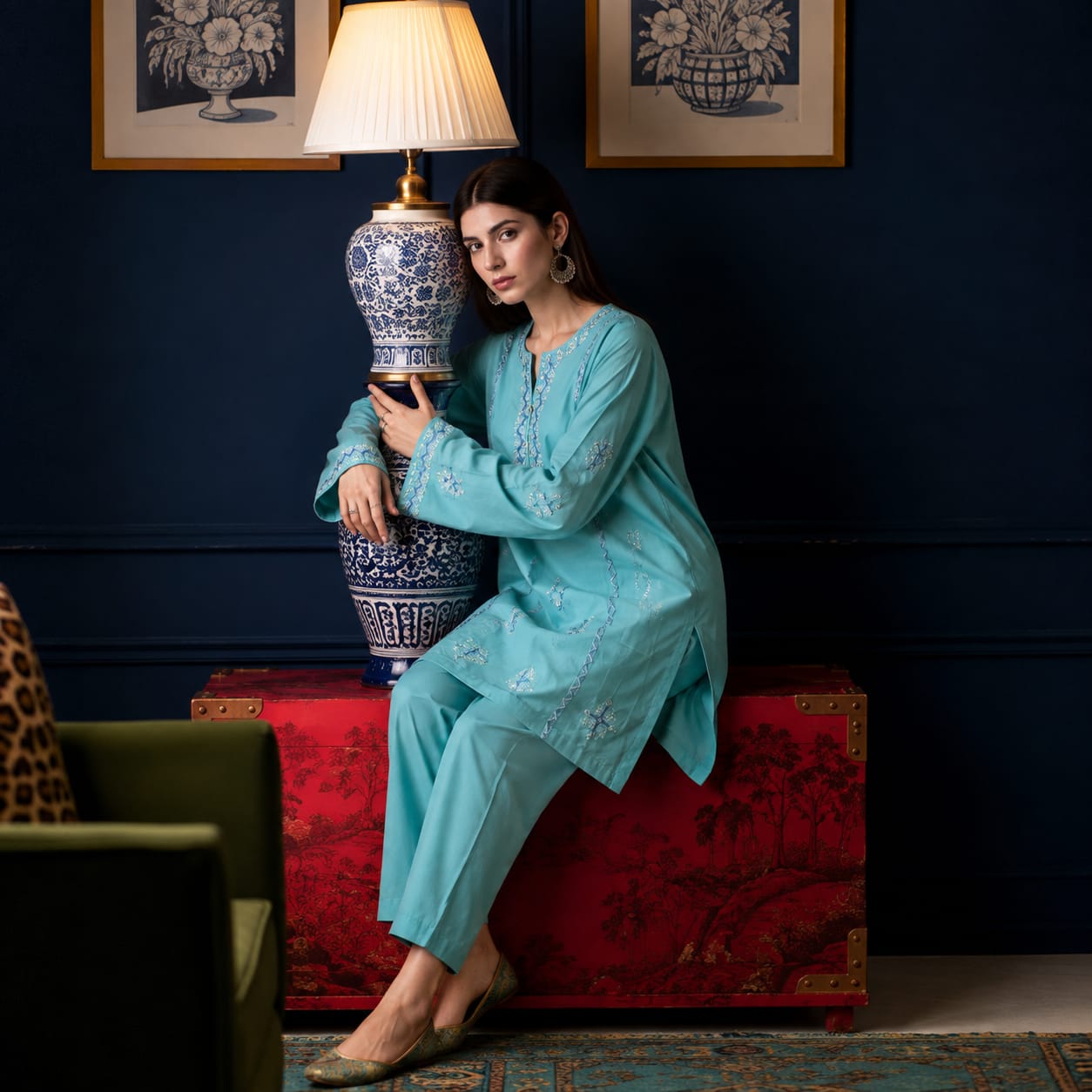 Zellbury embroidered 2-piece lawn suit